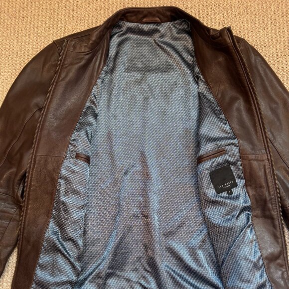 Gorgeous Ted Baker Brown Leather Jacket - Excellent Condition! - Picture 4 of 6
